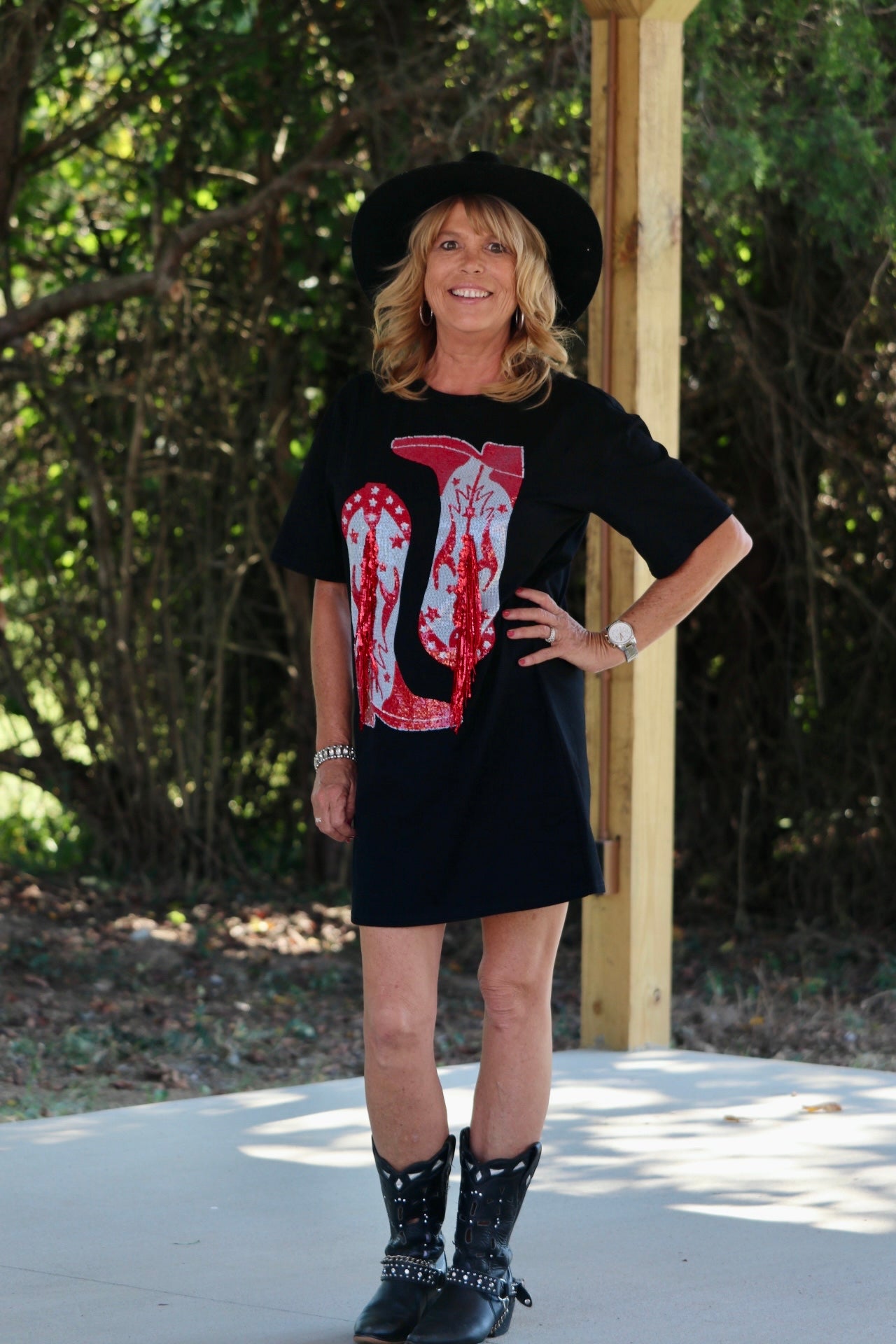 Black/Red Sequin Boot Dress Vintage Creek Boutique Black/Red Sequin Boot Dress Vintage Creek Boutique
